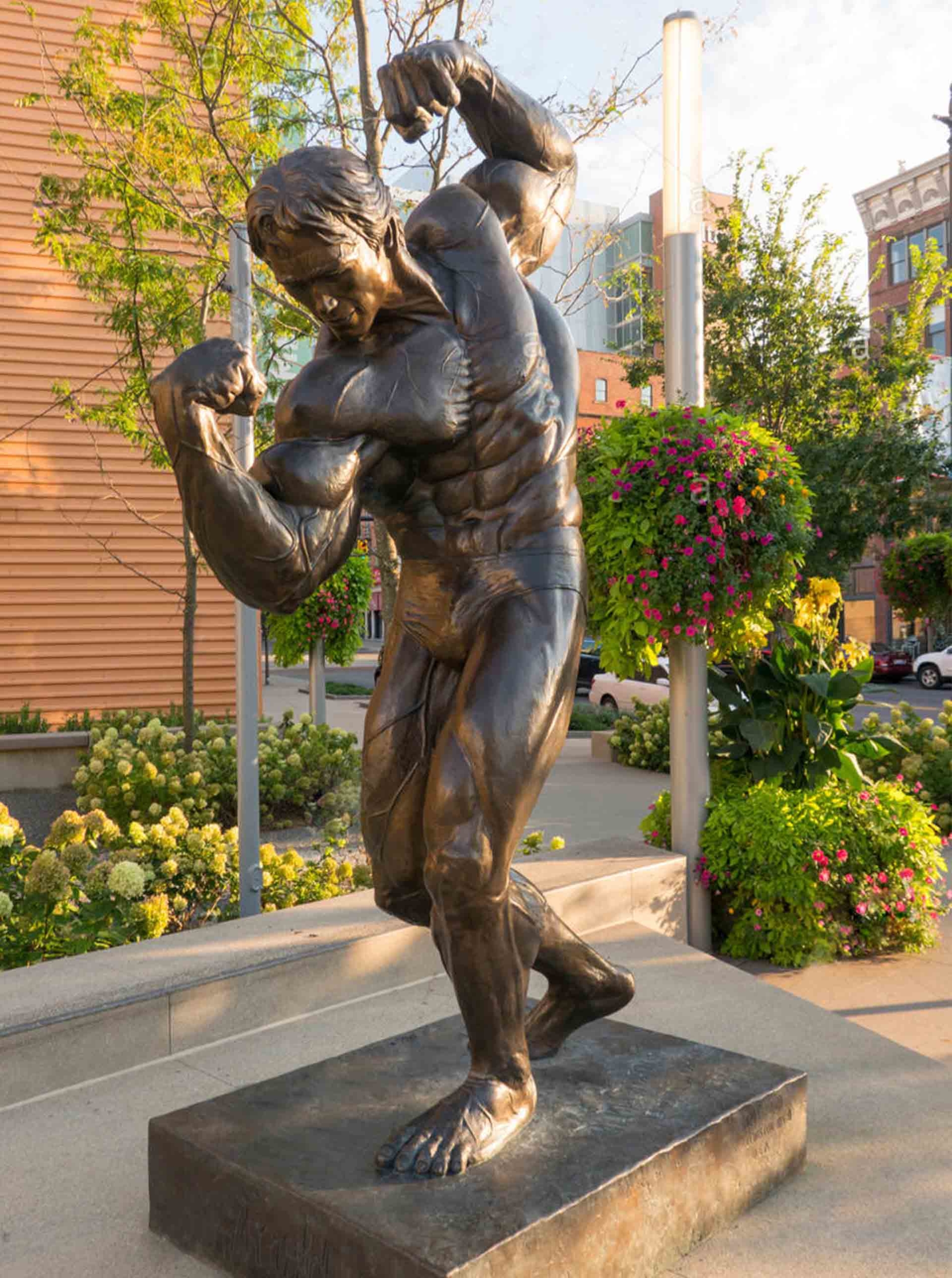 bronze bodybuilder sculpture