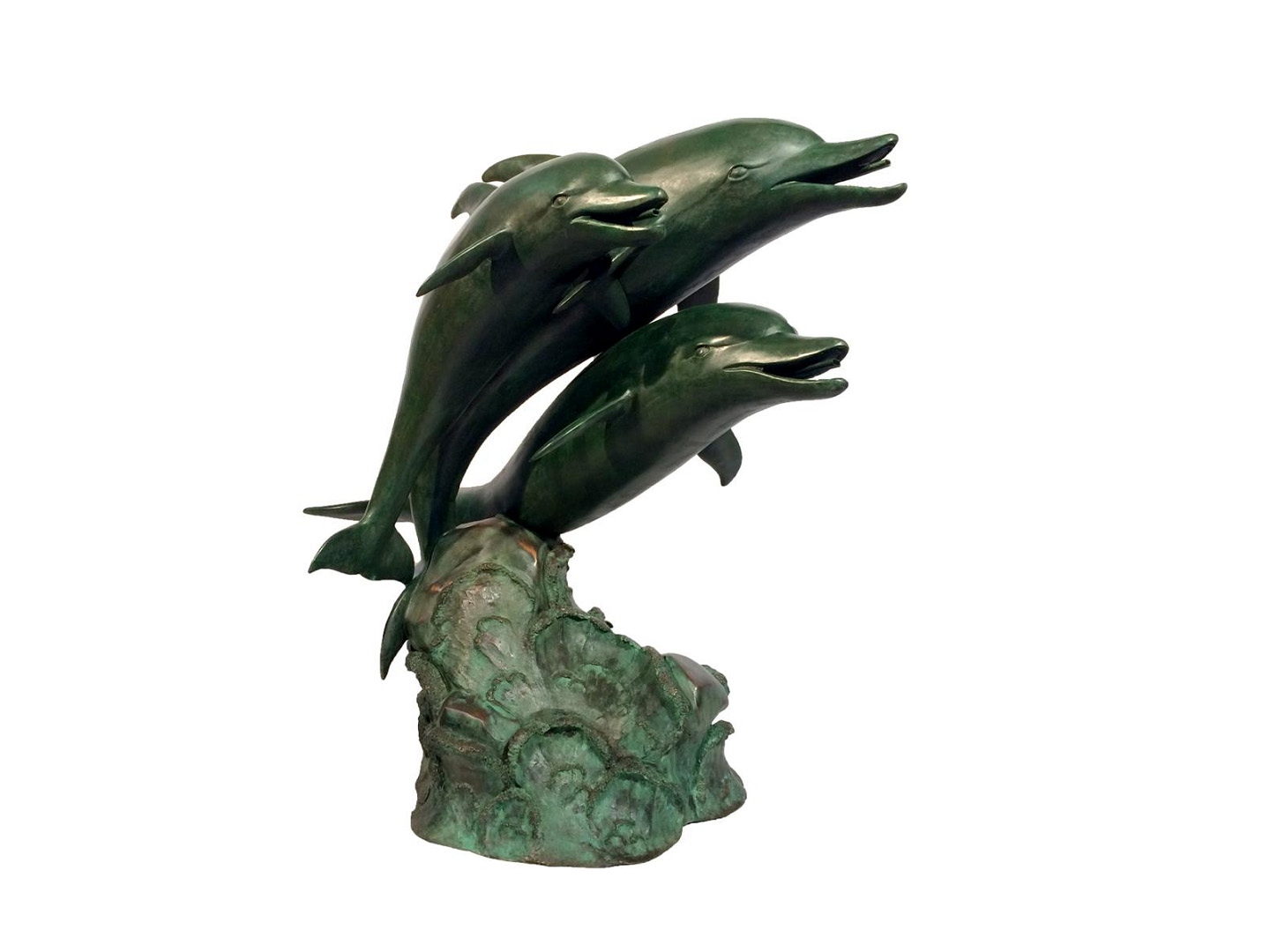 metal bronze dolphin water fountain sculpture