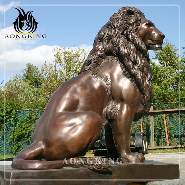 outdoor bronze lion statues