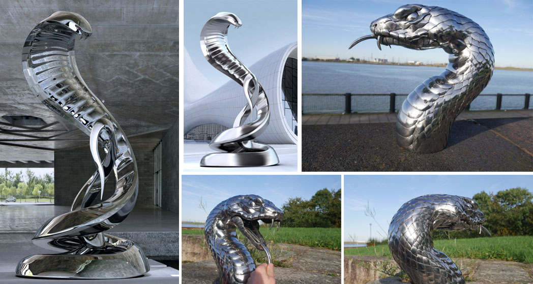 stainless steel snake sculpture
