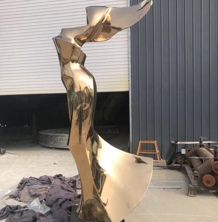 abstract sculpture in stainless steel