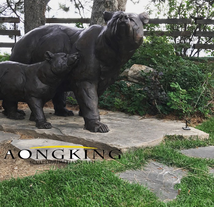 bronze bear garden sculpture
