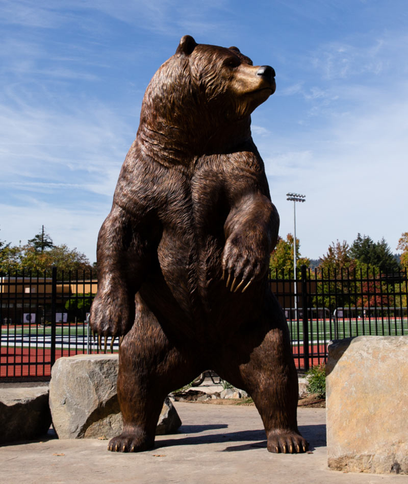 bronze brown bear statue bruin