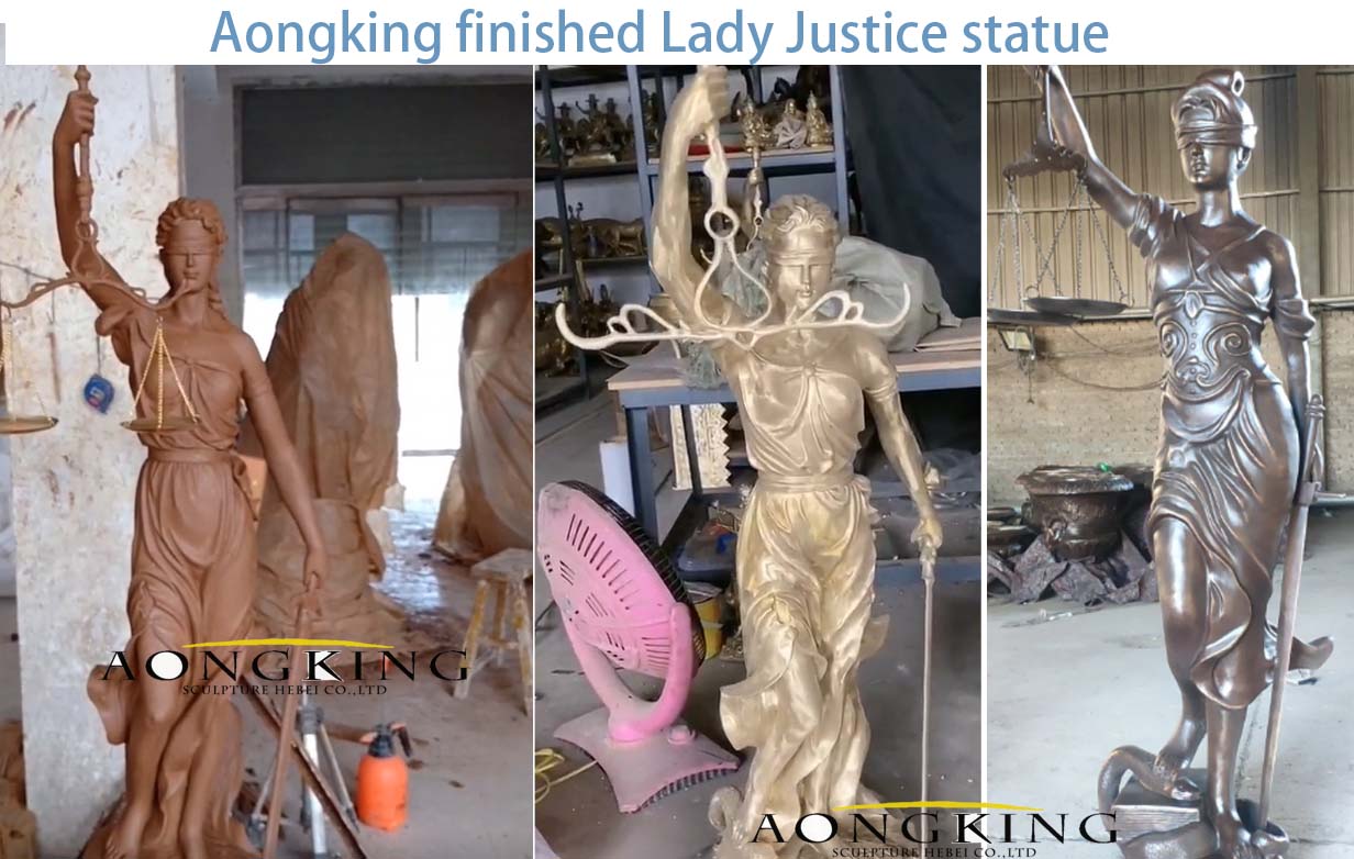 finished lady justice statue