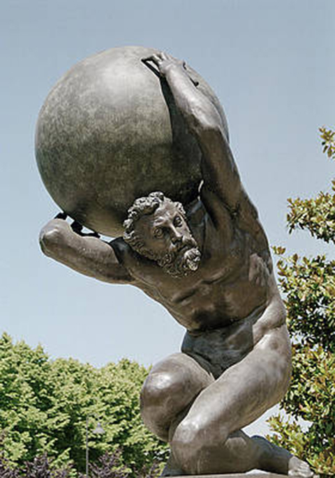 Atlas statue with ball