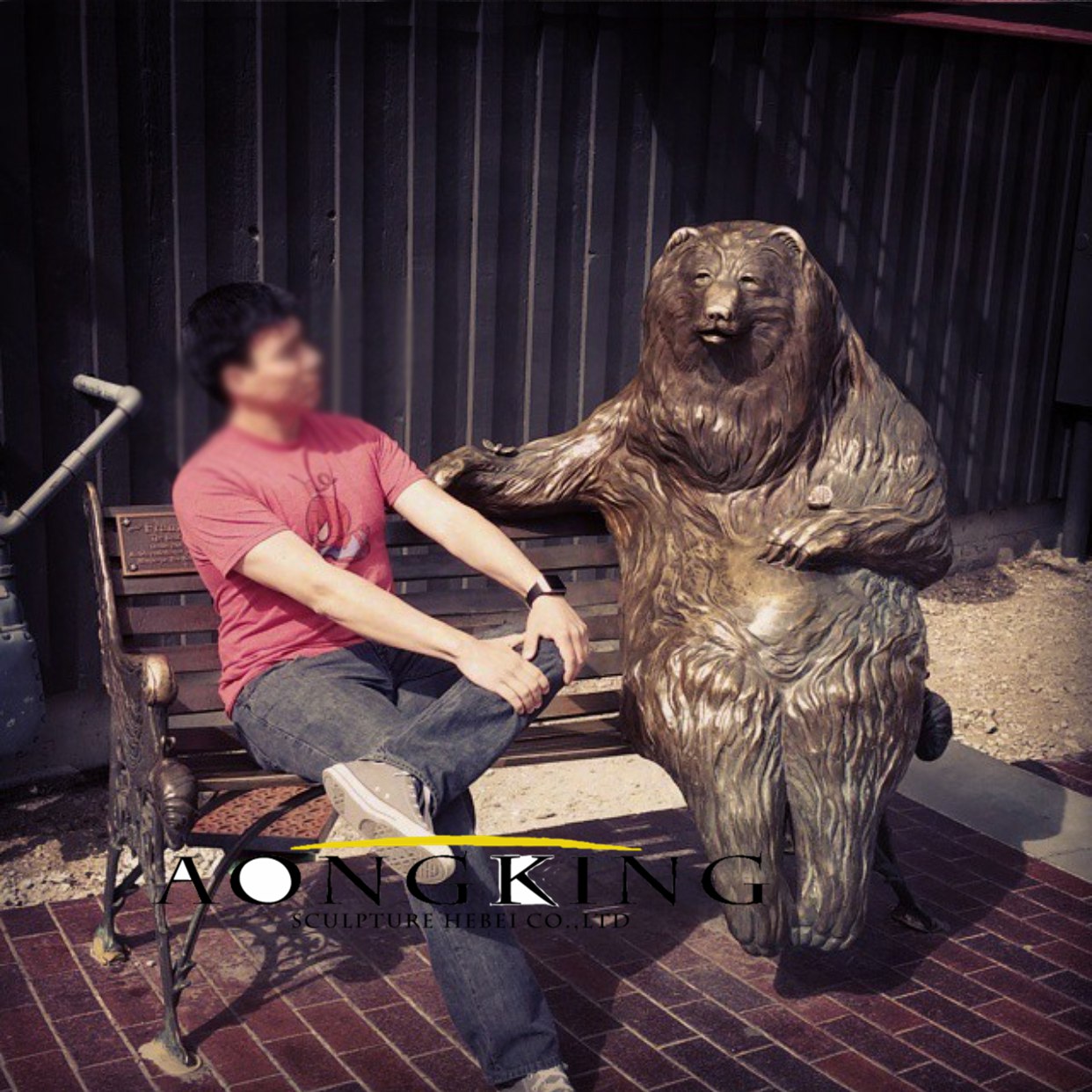 Bear bench statue