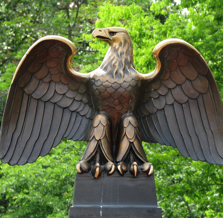 Bronze metal eagle sculptures