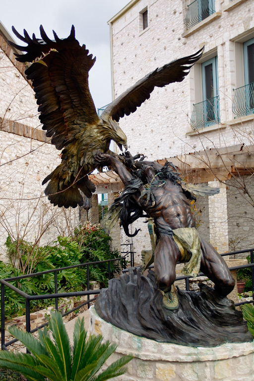 Eagle and the hunter sculpture
