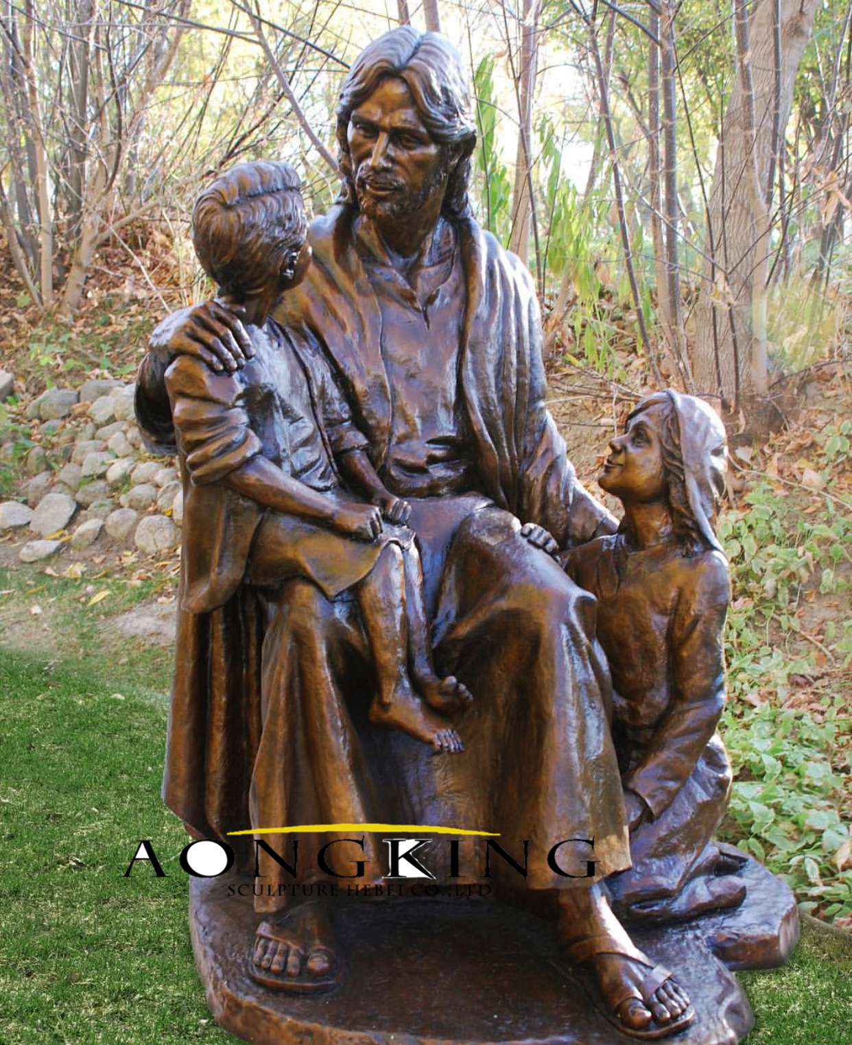 Jesus statue with children