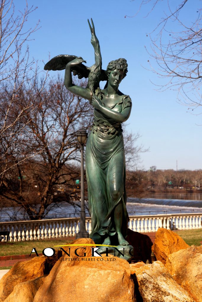 Life size water nymph and bittern allegory statue