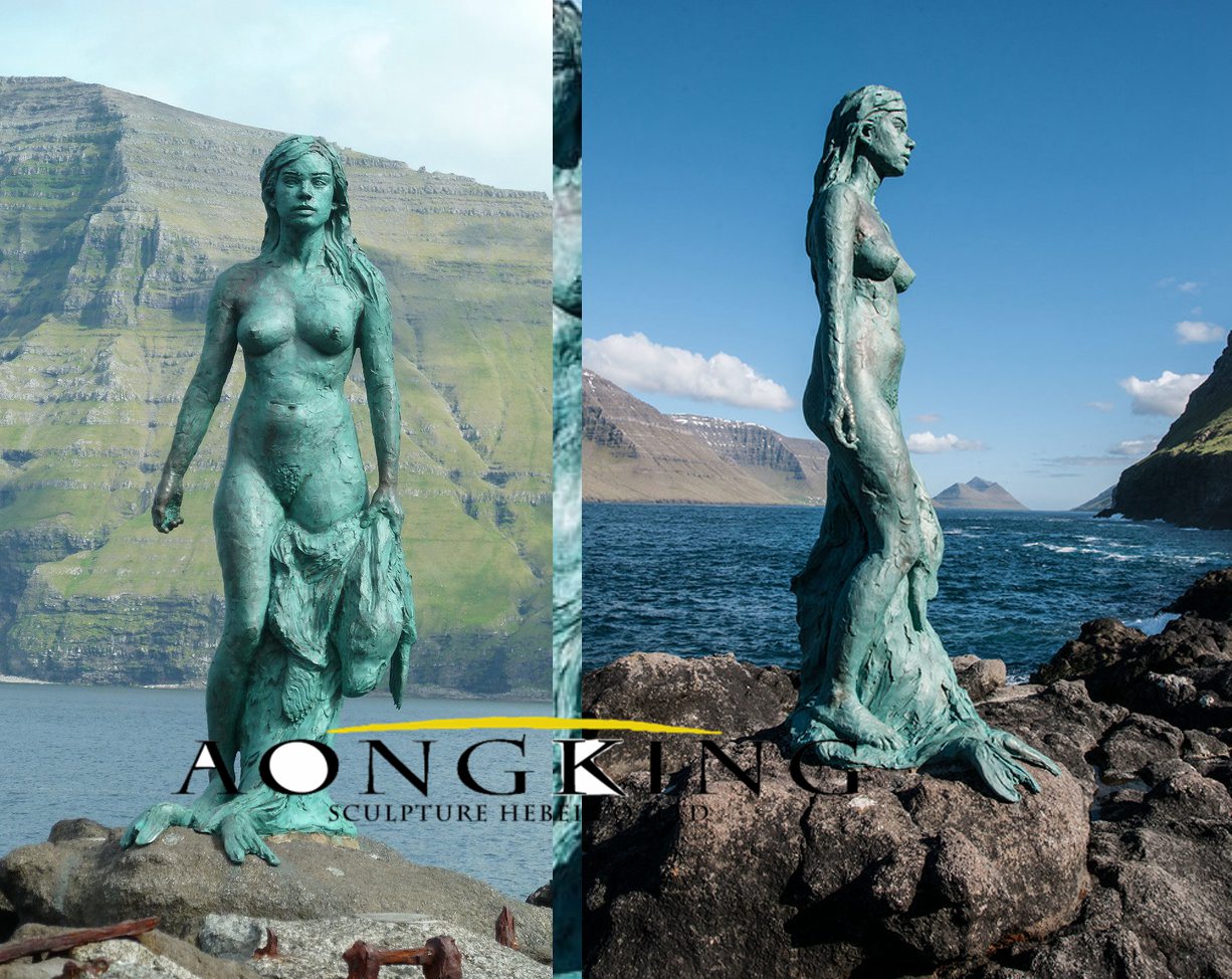 Mermaid statue stripped of her skin