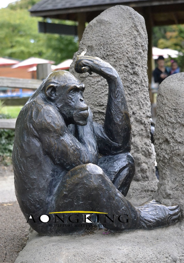 Monkey sculpture in bronze