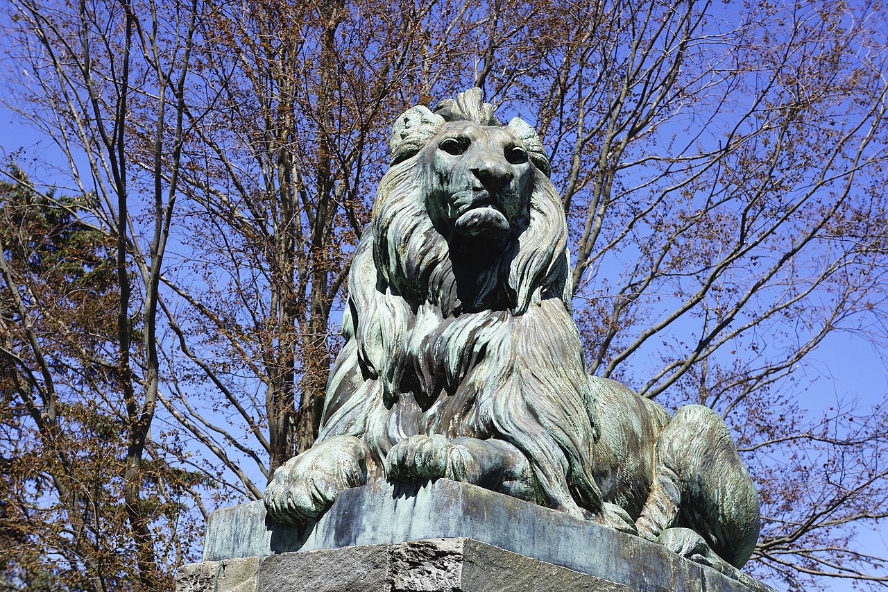 Park lion statue