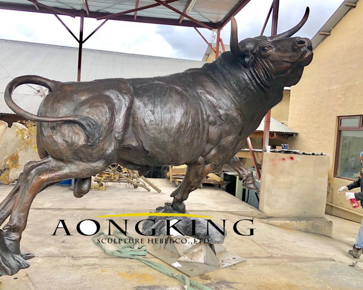 Sculpture of metal bull