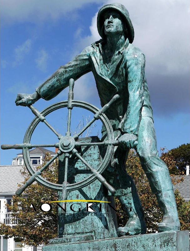 Statue of tax of a fisherman wheel