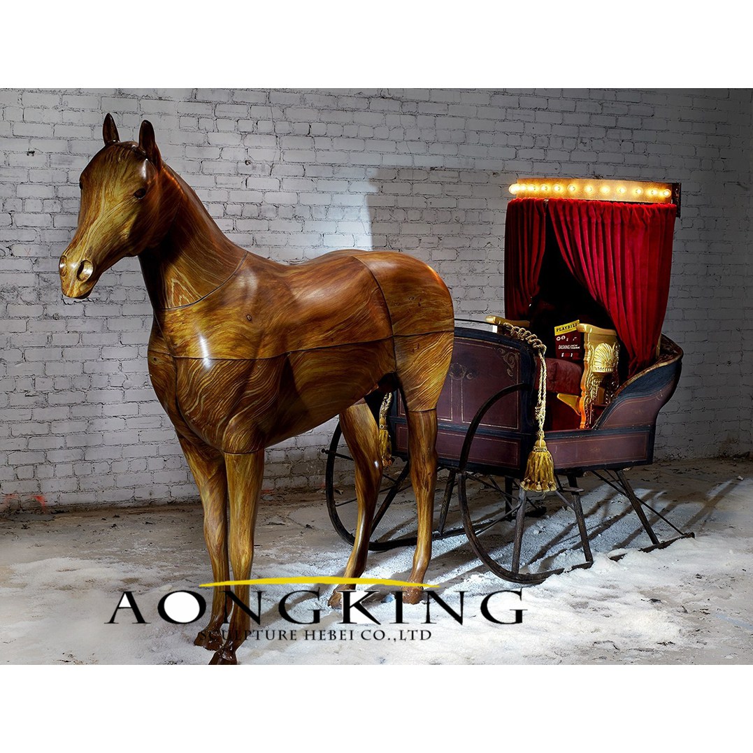 Art pulling cart bronze horse statue