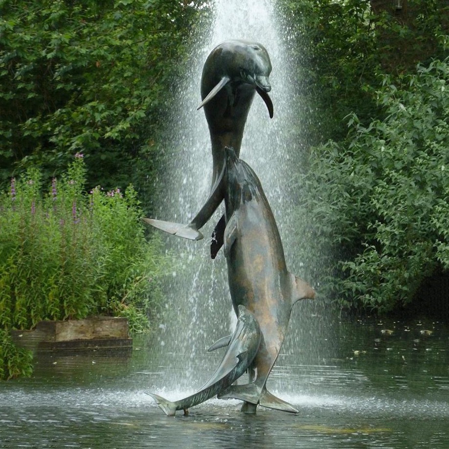 Bronze dolphin statue