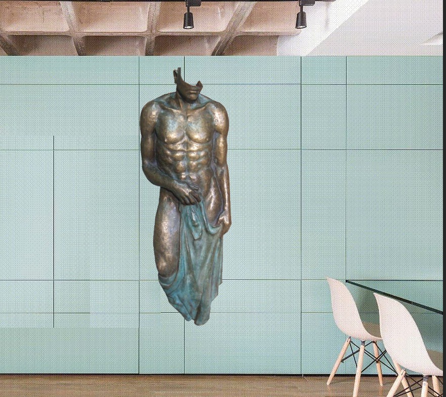 Bronze statue for wall