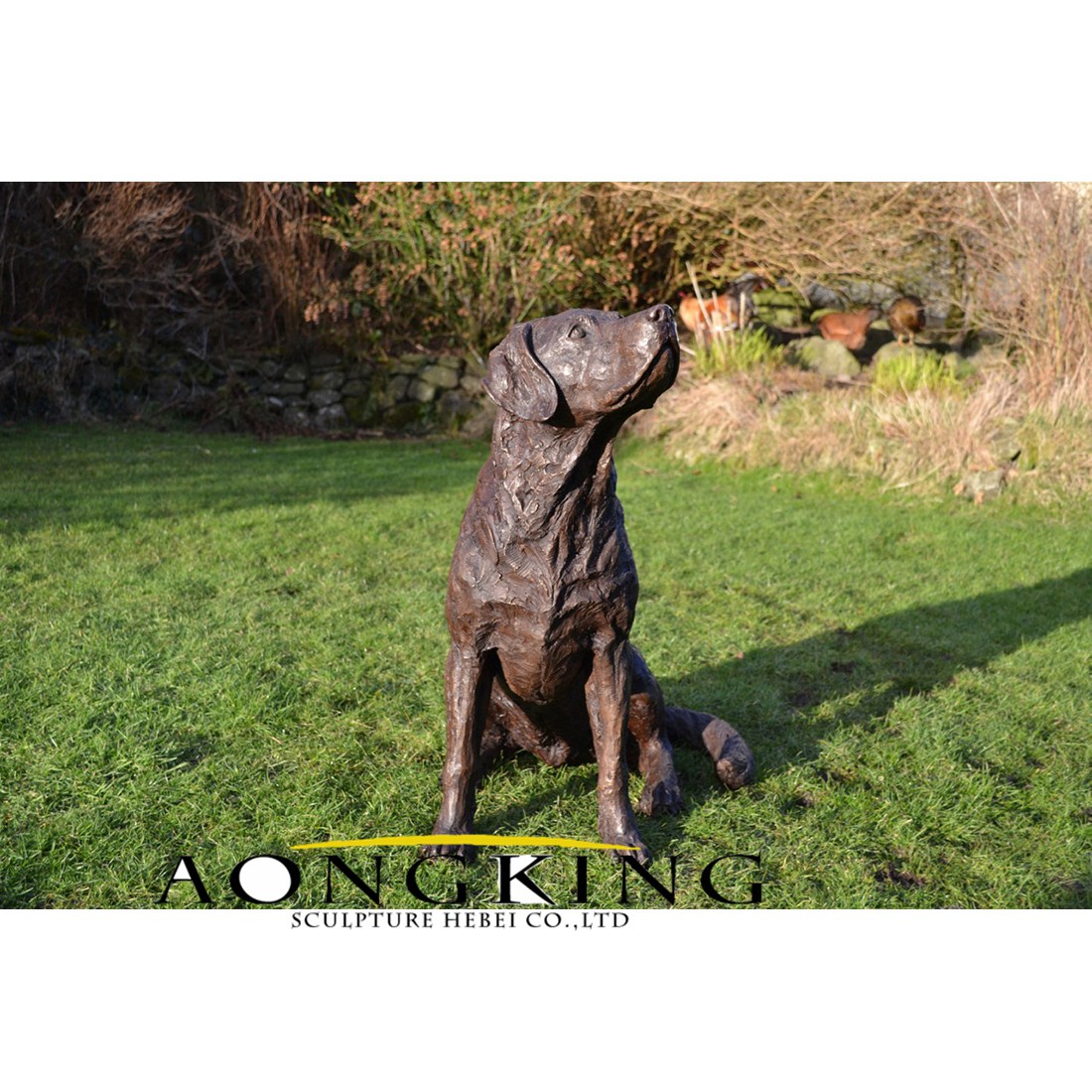 Brown dog bumpy bronze statue for the garden