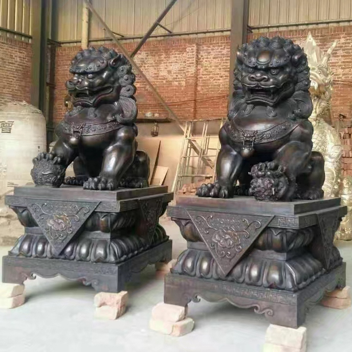 Chinese lion statue bronze