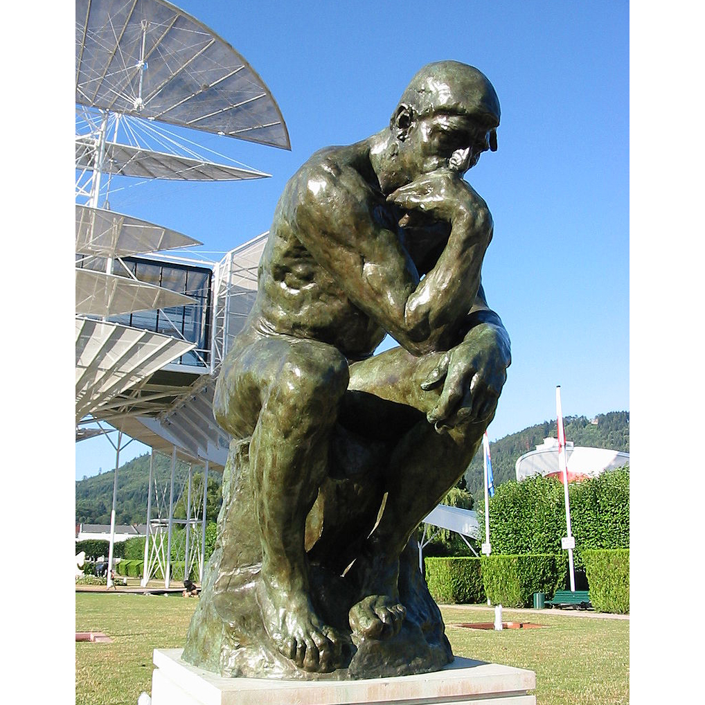 Classical bronze thinker statue