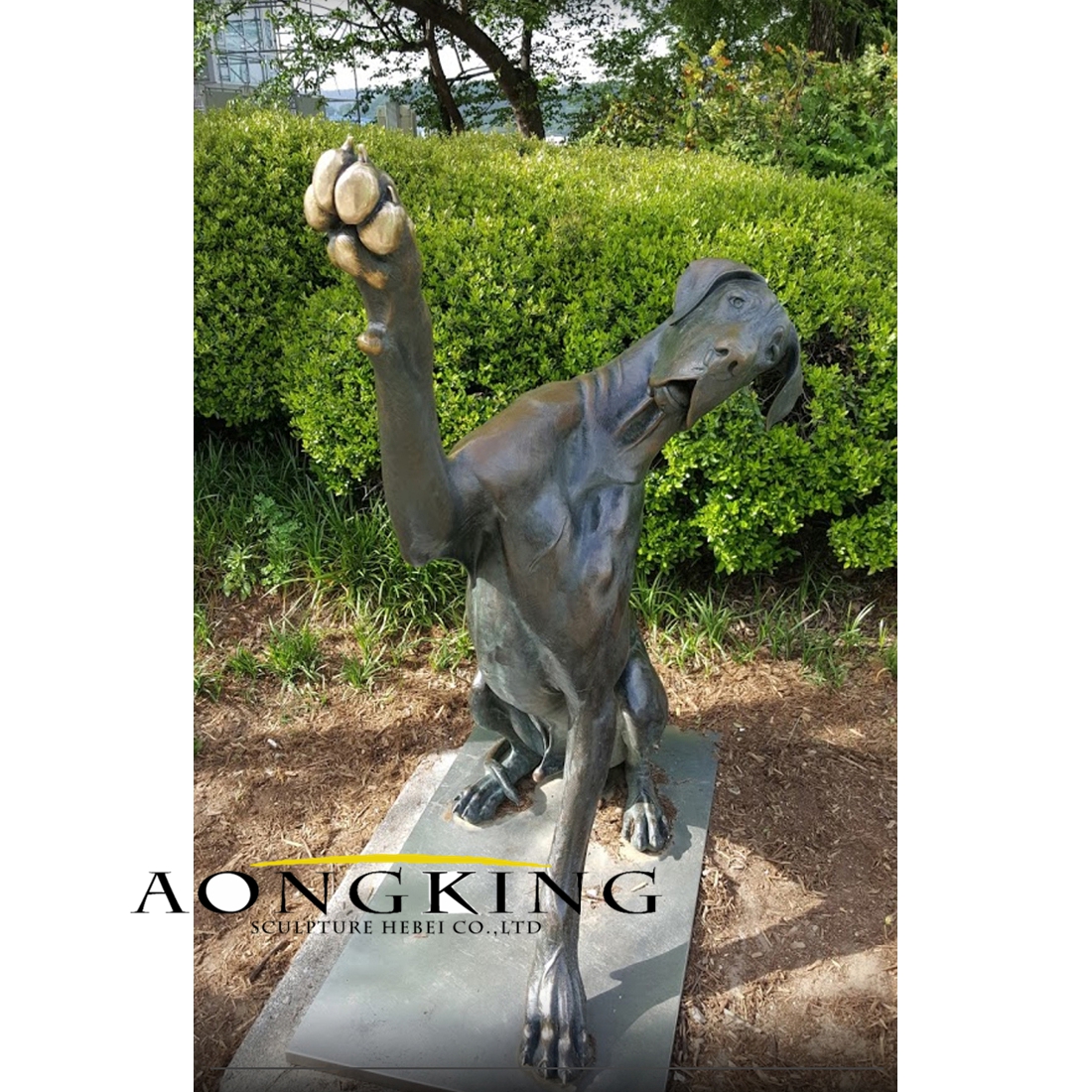 Garden dog bronze statue
