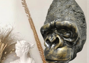 Gorilla head statue