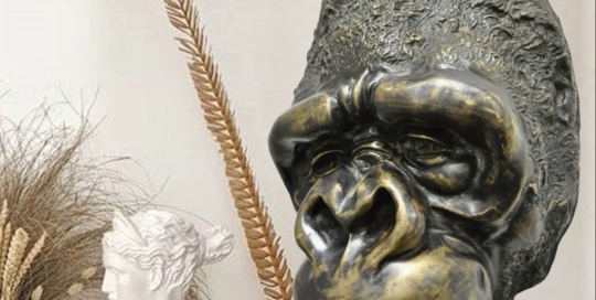 Gorilla head statue