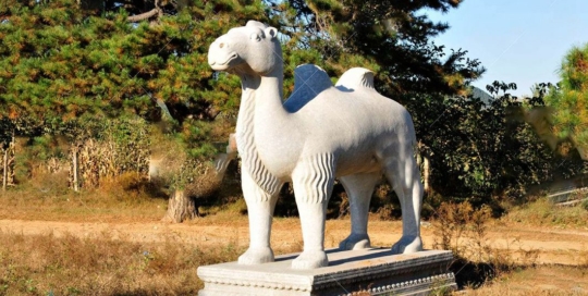 Large size marble camel statue with pedestal