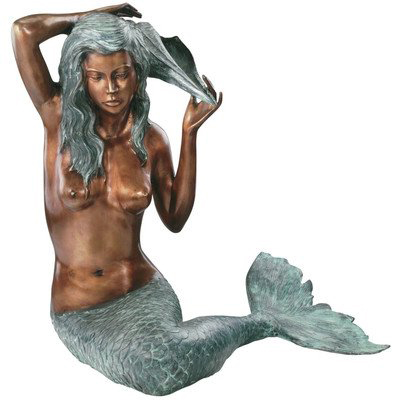 Modern sitting mermaid bronze 