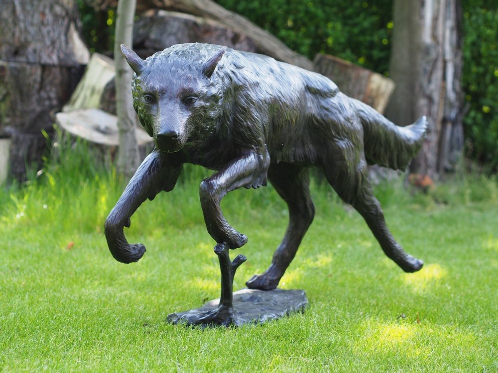 Outdoor Bronze Running Wolf