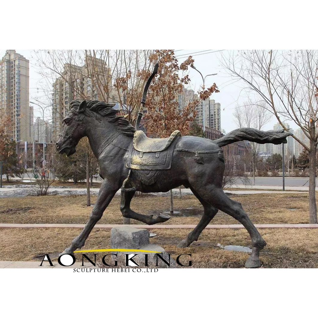Running bronze horse statue