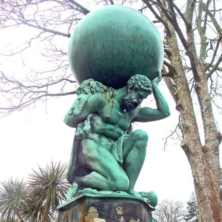 Bronze Hercules hold earth 