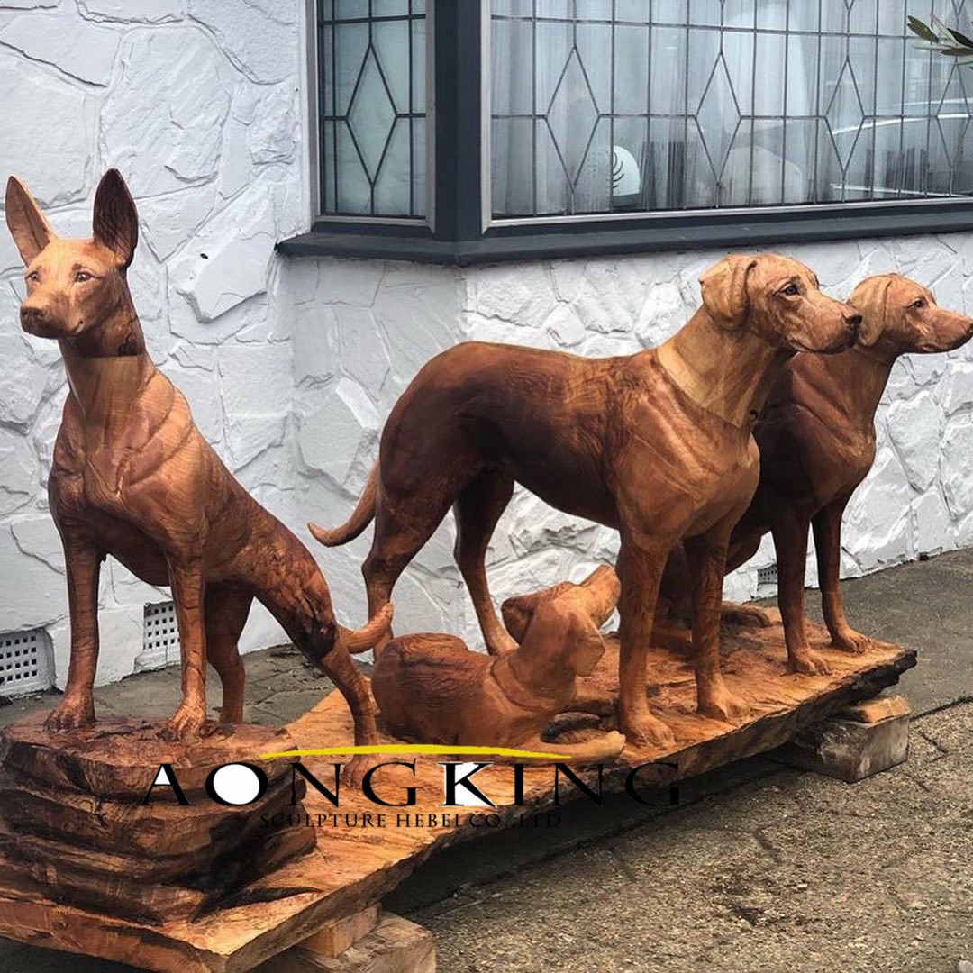 Standing four bronze dogs 