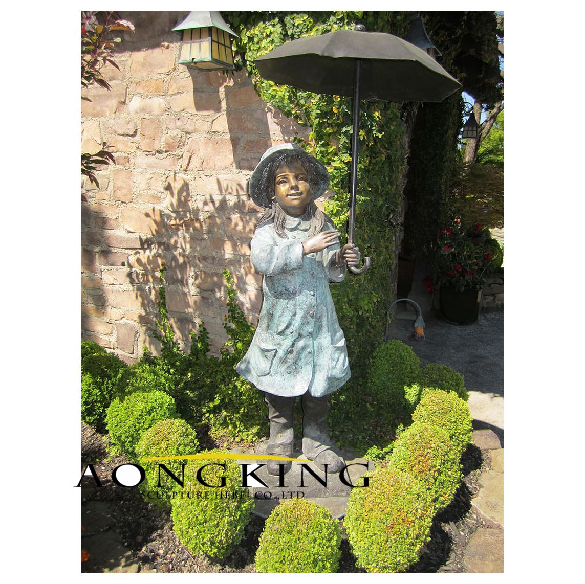 Umbrella bronze garden statue