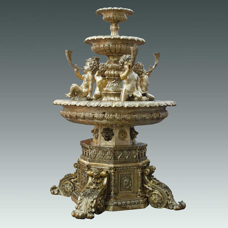Three tier bronze fountain