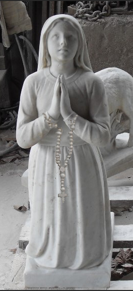 nature marble statue of Christina with Rosary