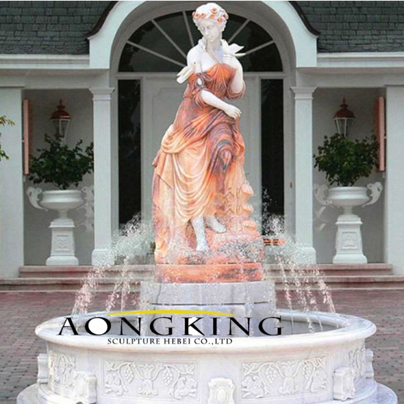 woman fountain sculpture in Sunset red marble from Aongking