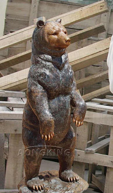 Bronze life size bear sculpture