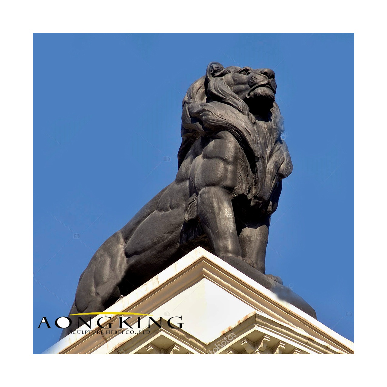 Large bronze lion sculpture