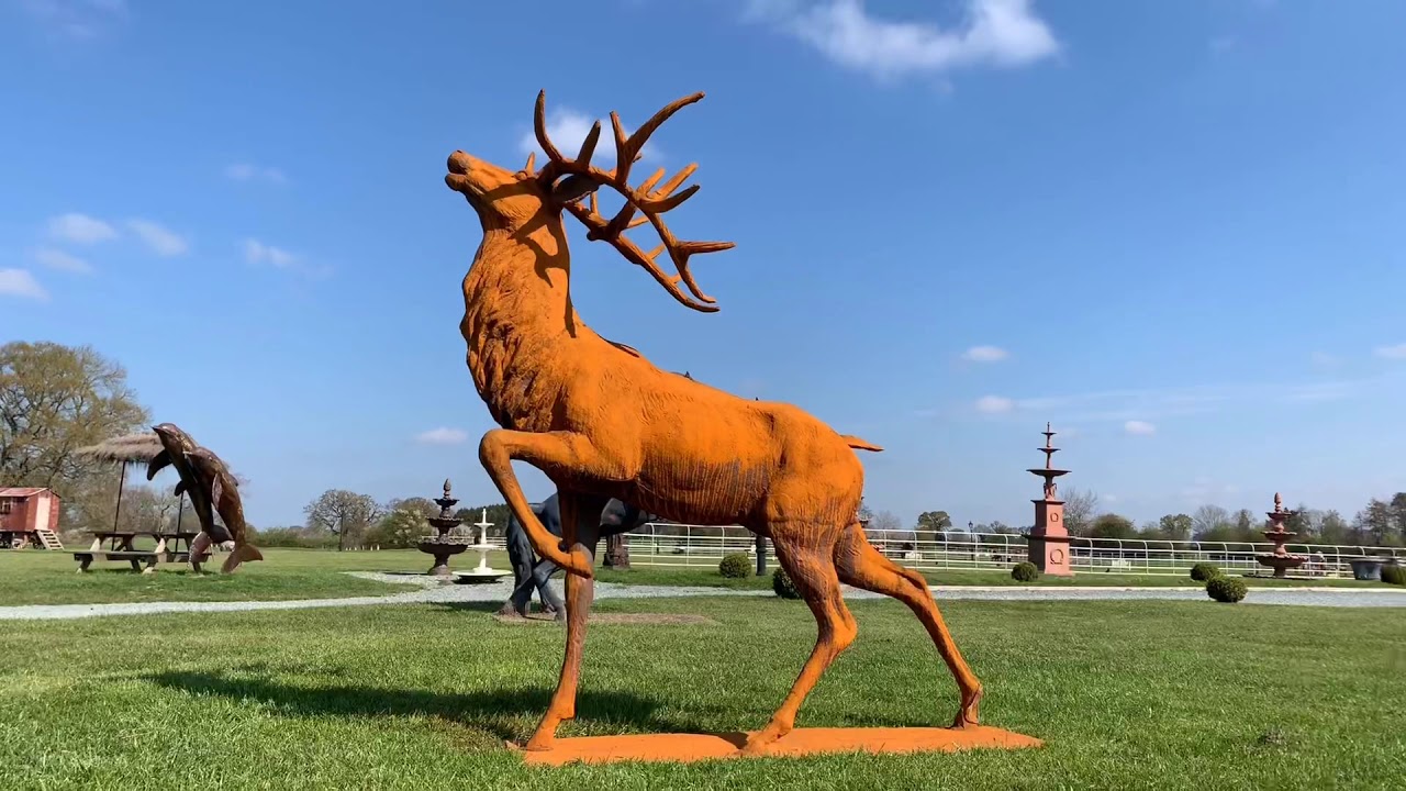Large iron deer sculpture