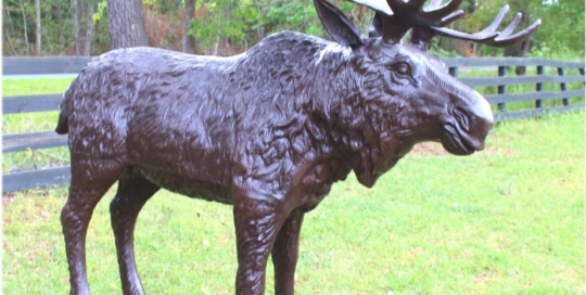 Standing moose statue