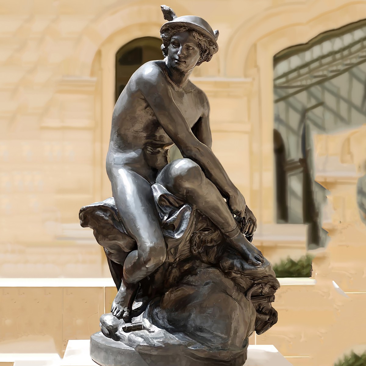 allegorical bronze hermes statue