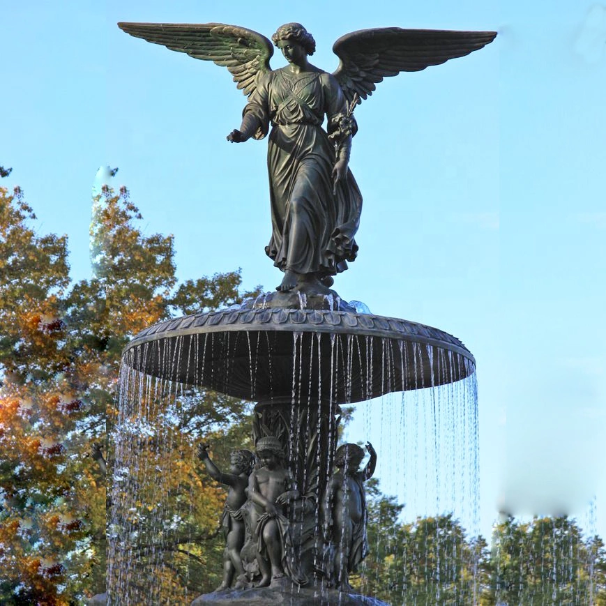 Bronze angel fountain sculpture