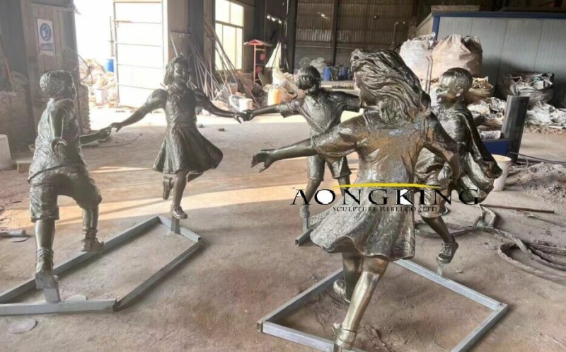 Aongking finished circle children bronze statue