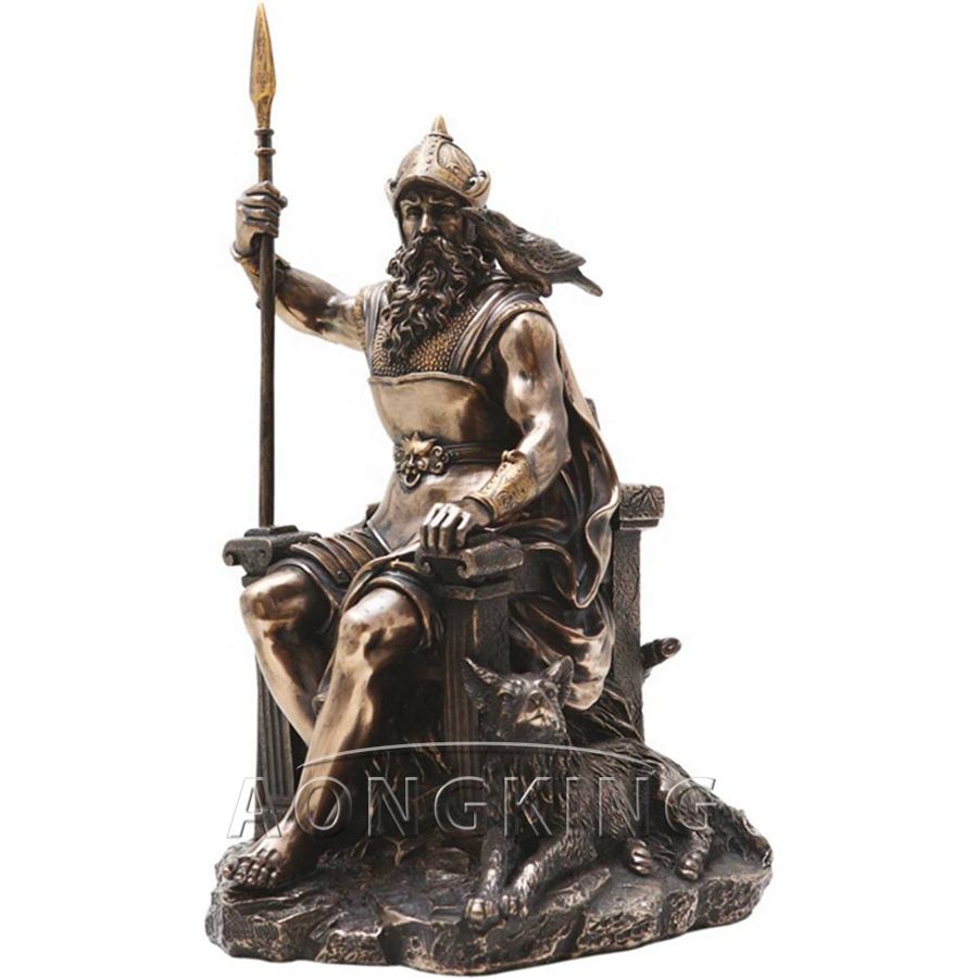Bronze sitting odin statue