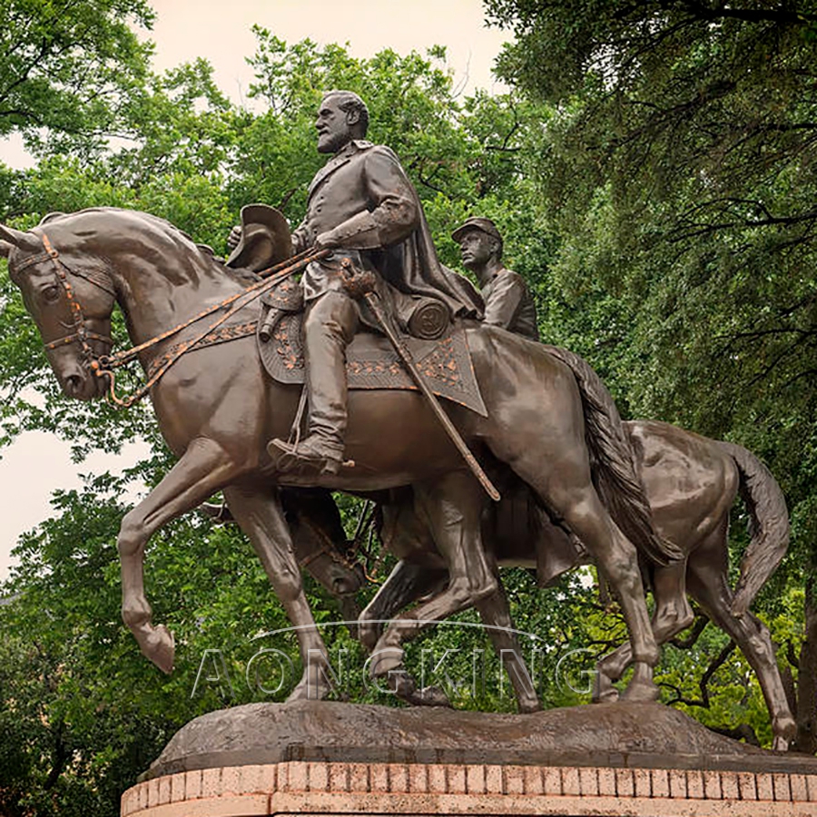 Riding horse man statue