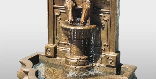 Two Horses Drinking Fountain