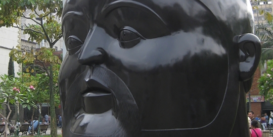 Man head bronze statue