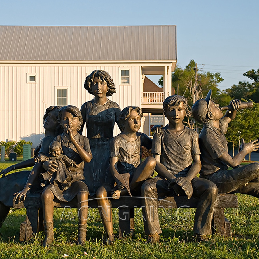 Family kids bronze sculpture